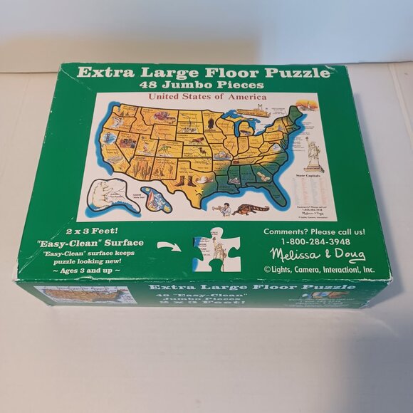 Vintage Melissa & Doug USA Extra Large Floor Puzzle 48 Jumbo Easy Clean Pieces - Picture 5 of 7